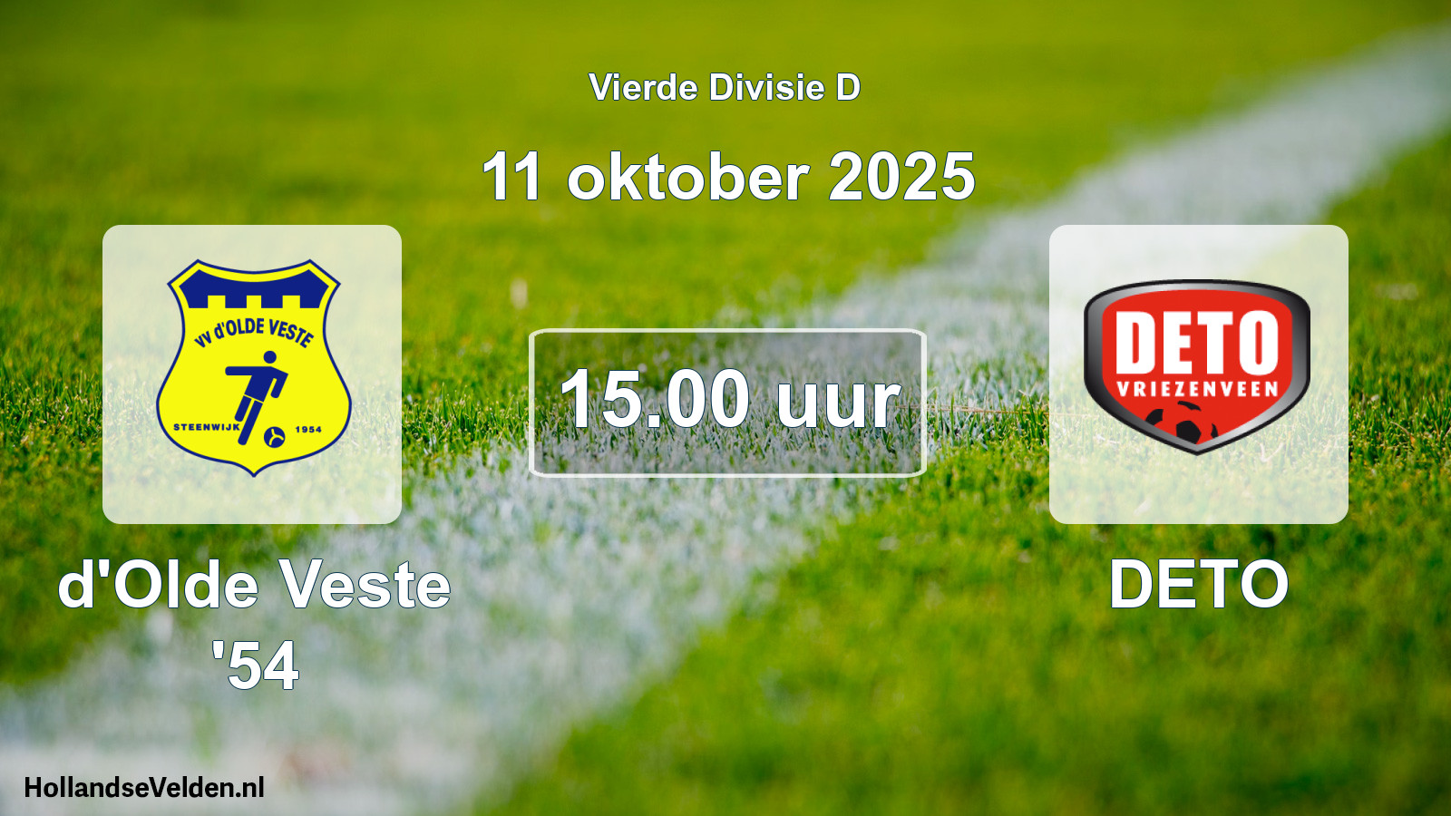 Geplande wedstrijd: d'Olde Veste '54 - DETO (11 oktober 2025)