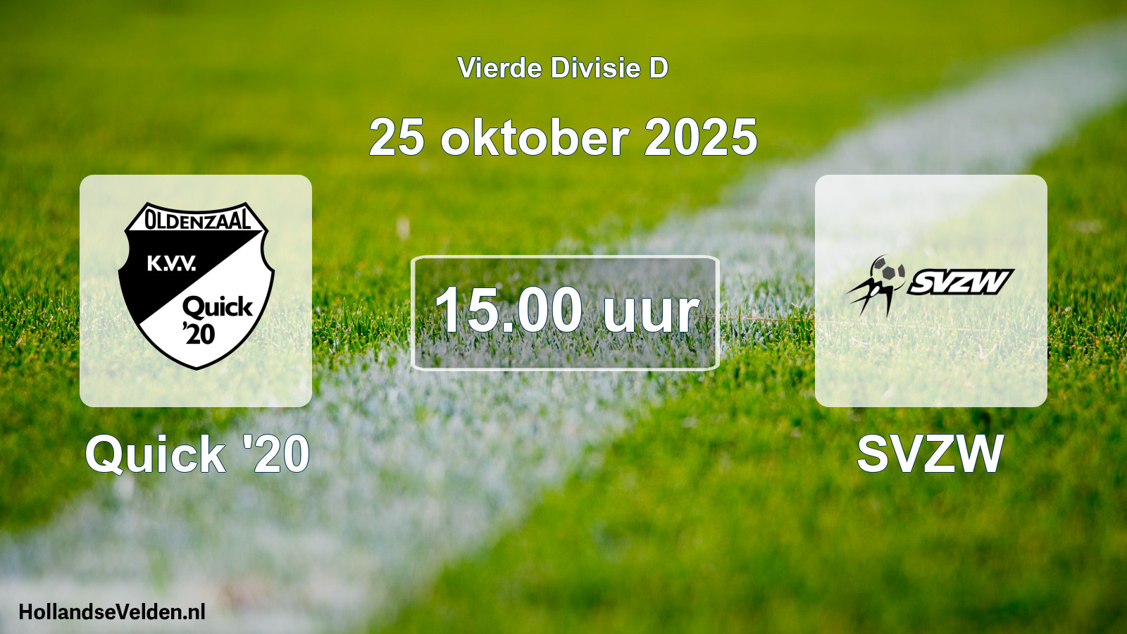 Geplande wedstrijd: Quick '20 - SVZW (25 oktober 2025)