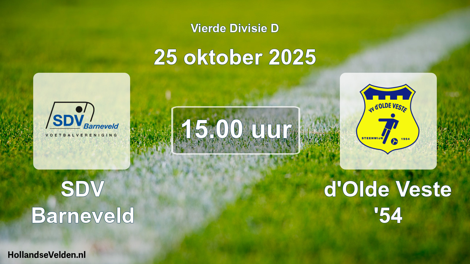 Geplande wedstrijd: SDV Barneveld - d'Olde Veste '54 (25 oktober 2025)