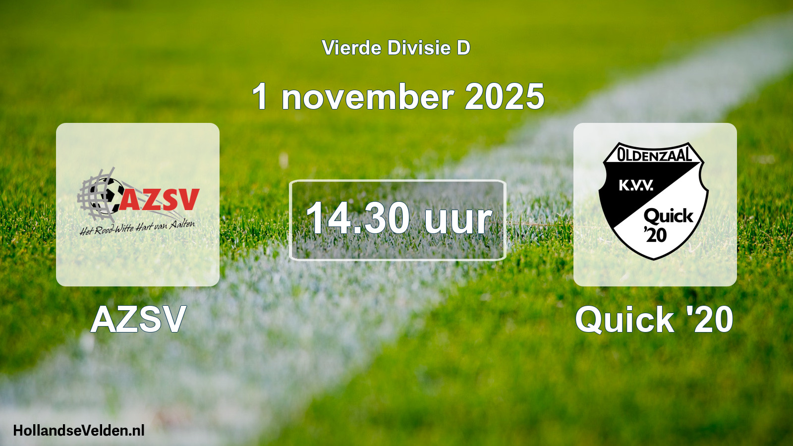 Geplande wedstrijd: AZSV - Quick '20 (1 november 2025)