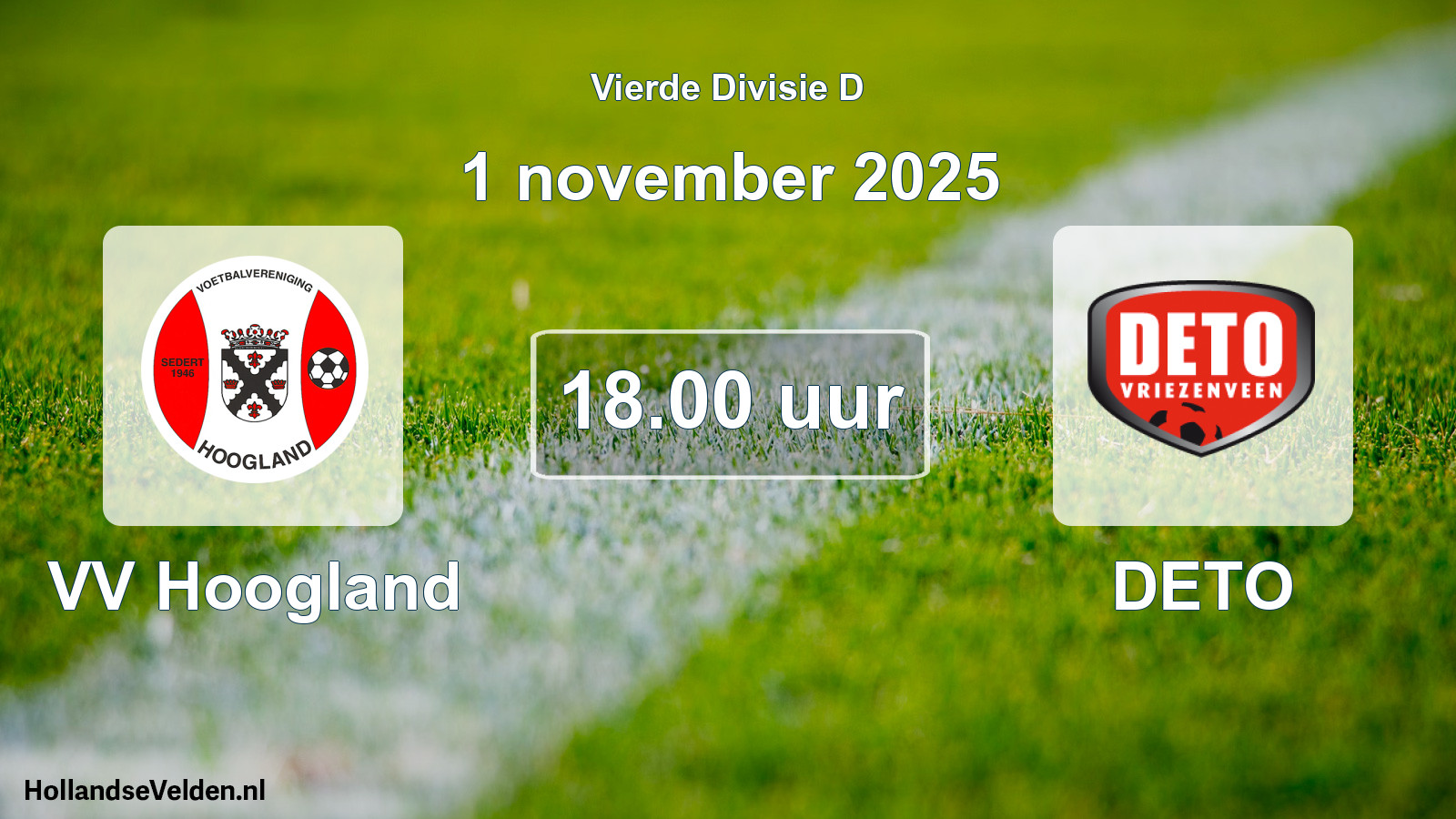 Geplande wedstrijd: VV Hoogland - DETO (1 november 2025)