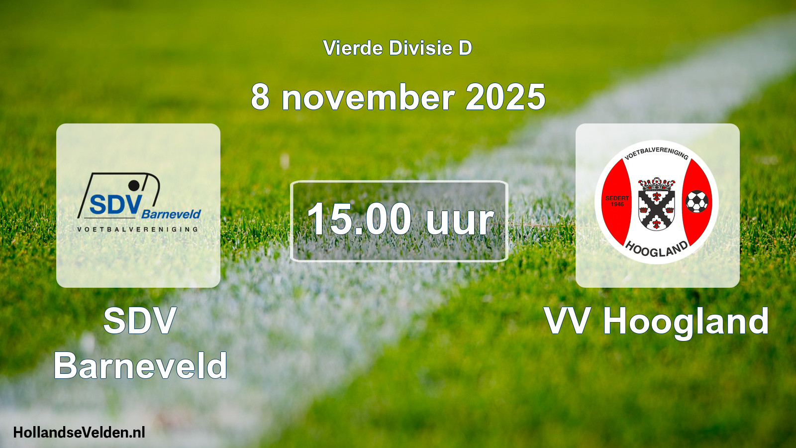 Geplande wedstrijd: SDV Barneveld - VV Hoogland (8 november 2025)