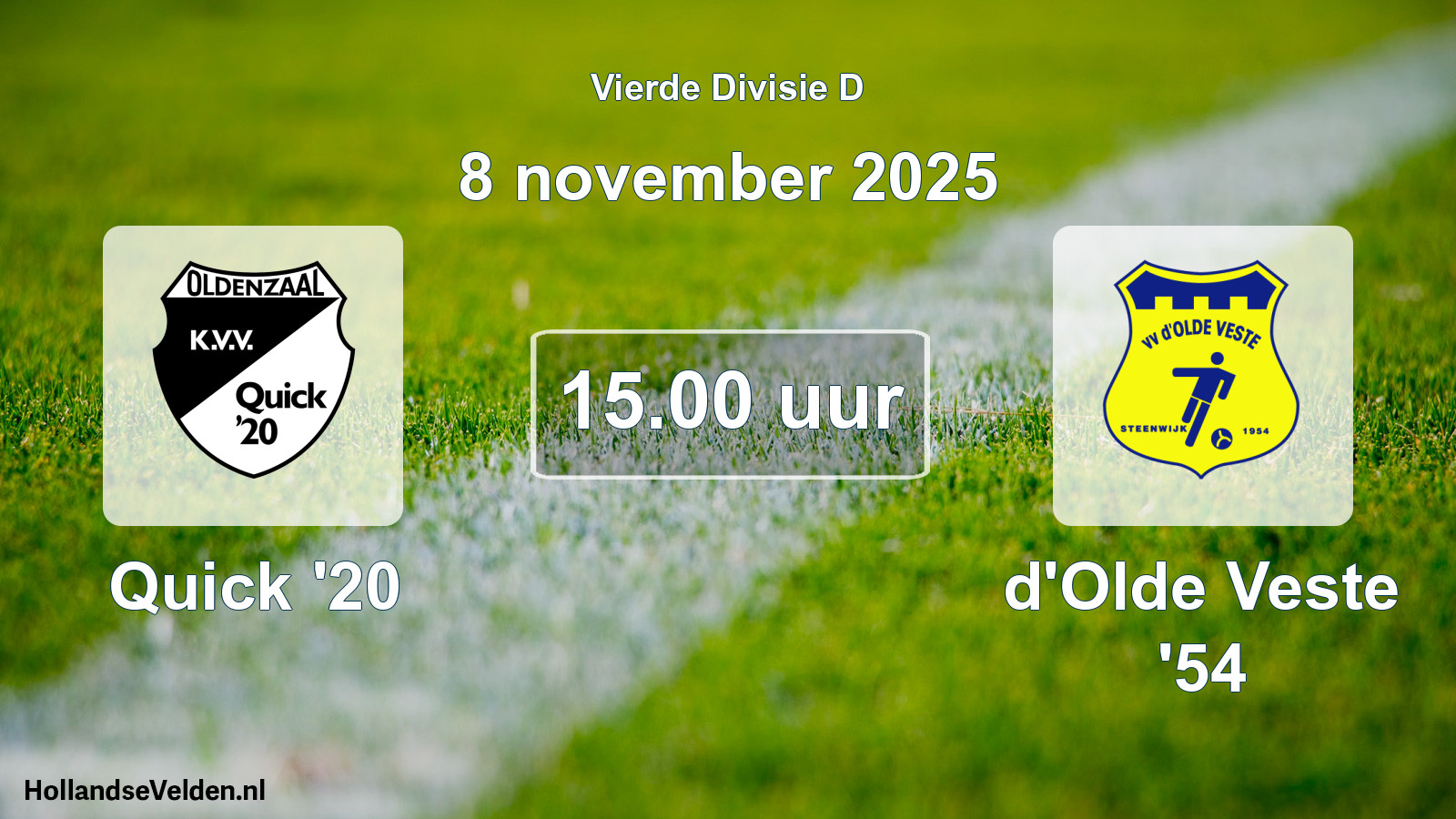 Geplande wedstrijd: Quick '20 - d'Olde Veste '54 (8 november 2025)