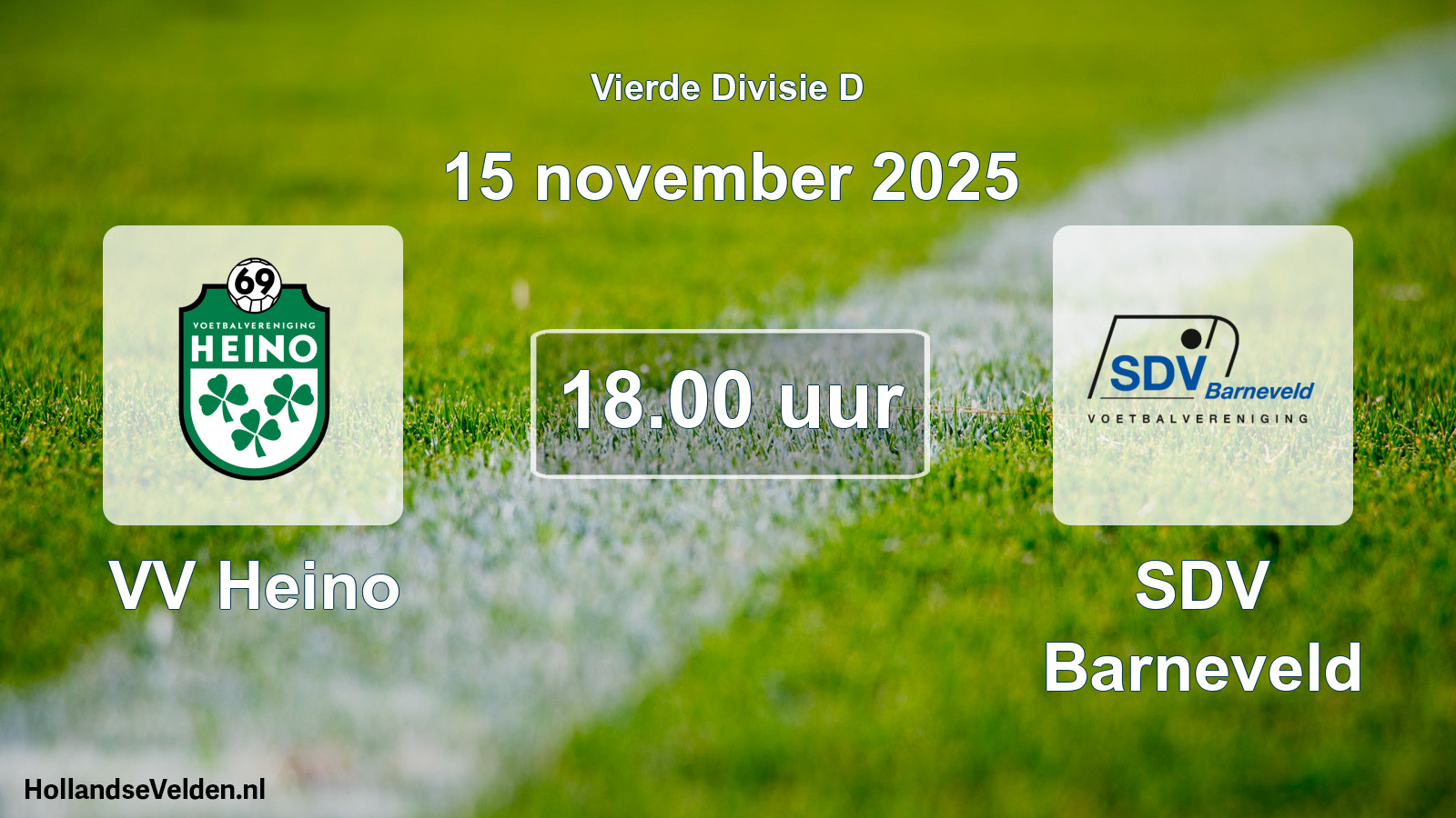 Geplande wedstrijd: VV Heino - SDV Barneveld (15 november 2025)