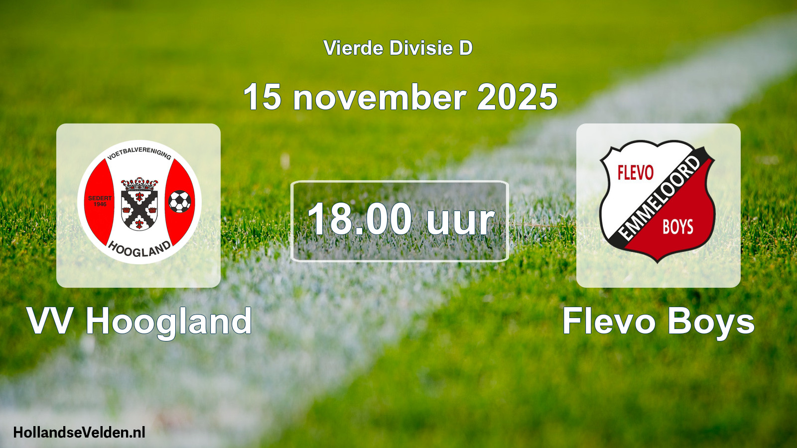 Geplande wedstrijd: VV Hoogland - Flevo Boys (15 november 2025)