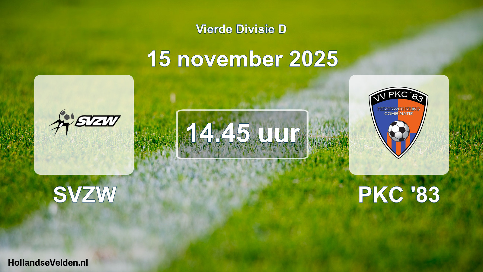 Geplande wedstrijd: SVZW - PKC '83 (15 november 2025)