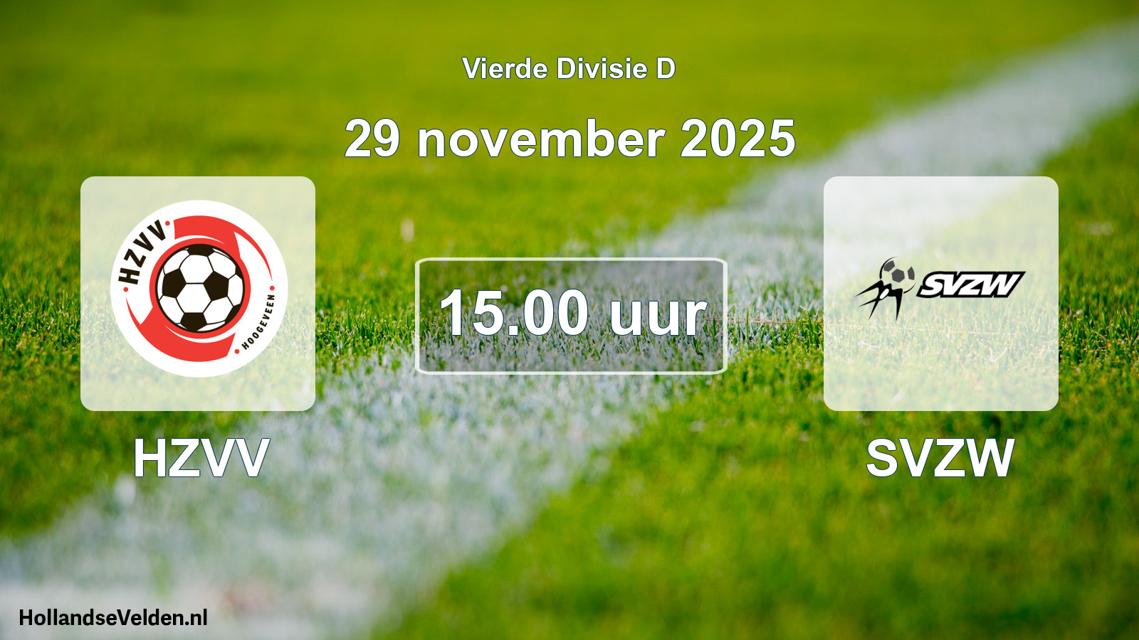 Geplande wedstrijd: HZVV - SVZW (29 november 2025)