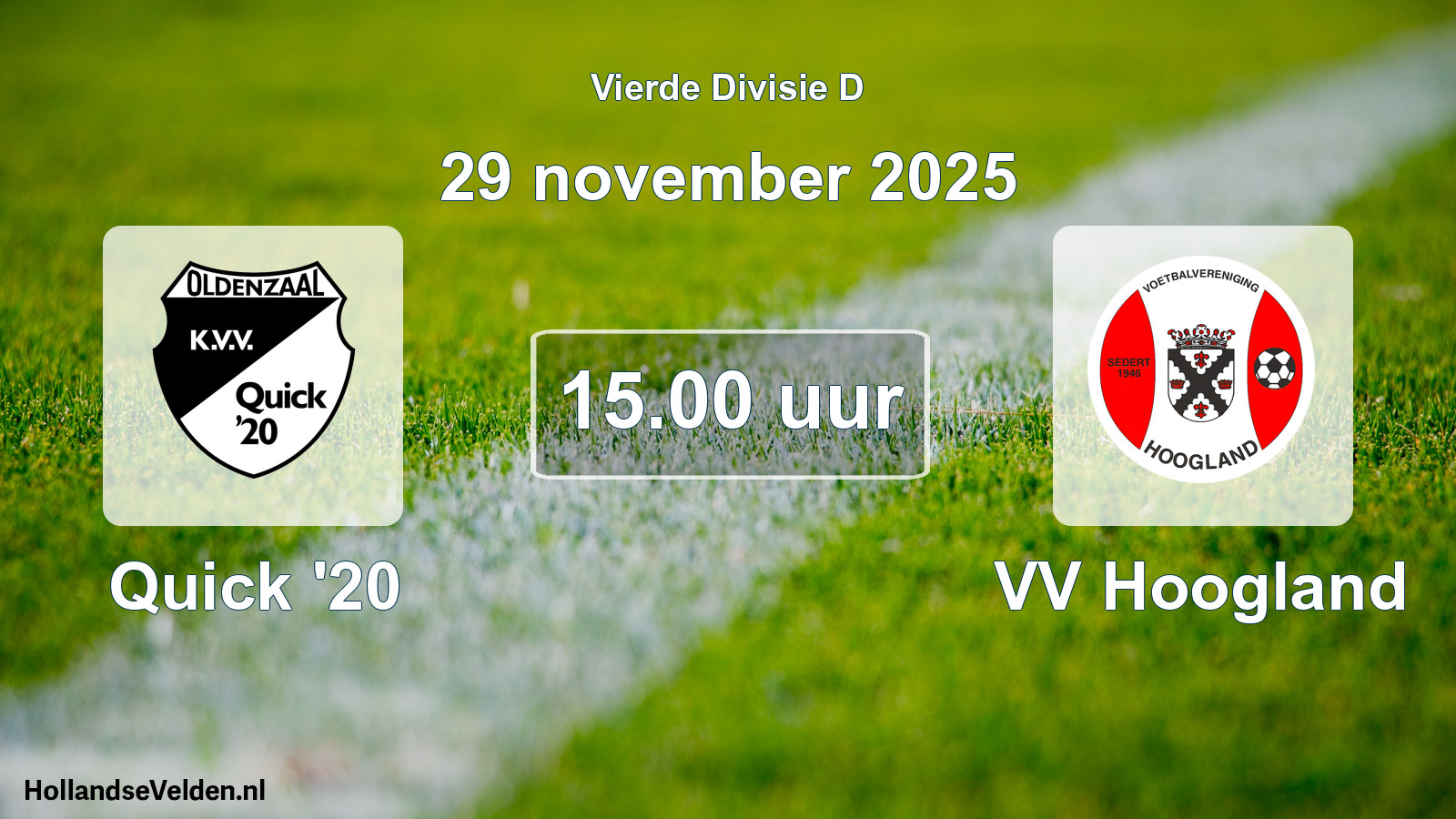 Geplande wedstrijd: Quick '20 - VV Hoogland (29 november 2025)