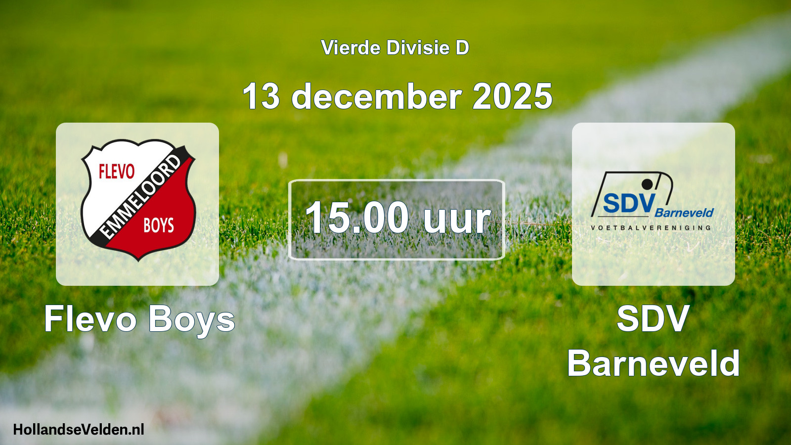 Geplande wedstrijd: Flevo Boys - SDV Barneveld (13 december 2025)
