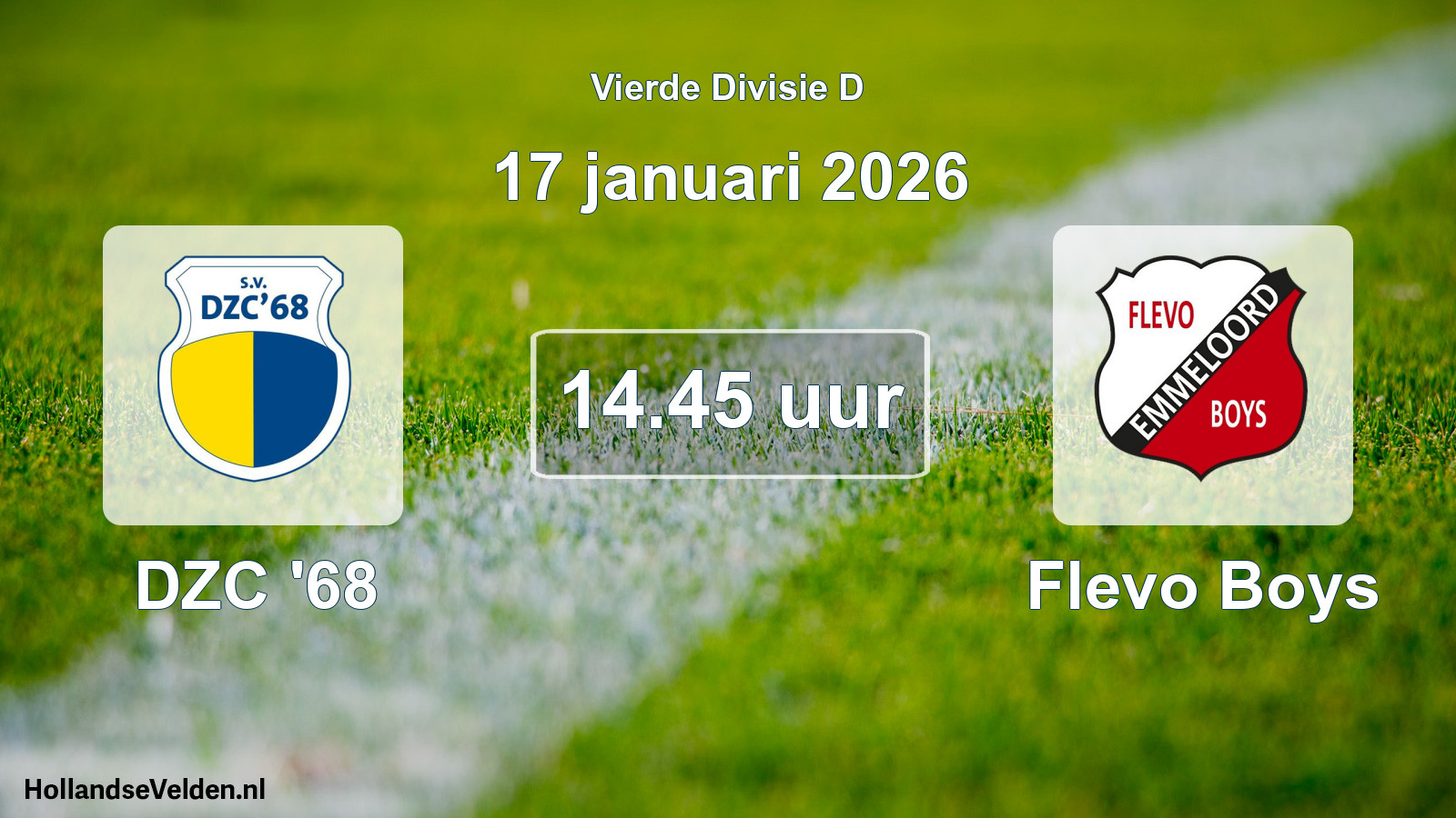 Geplande wedstrijd: DZC '68 - Flevo Boys (17 januari 2026)