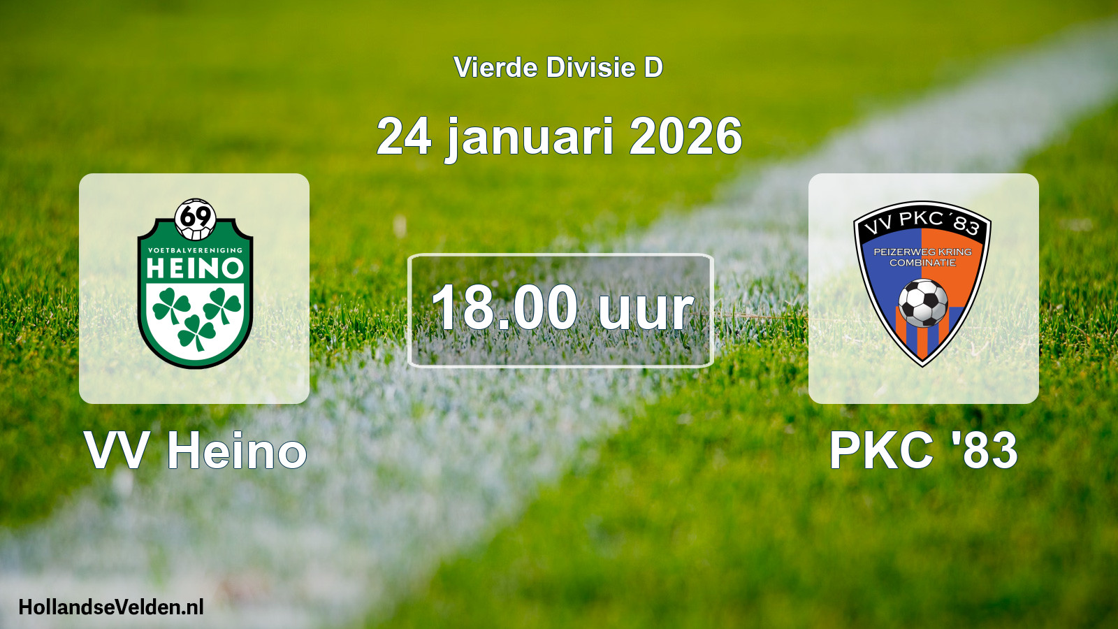 Geplande wedstrijd: VV Heino - PKC '83 (24 januari 2026)