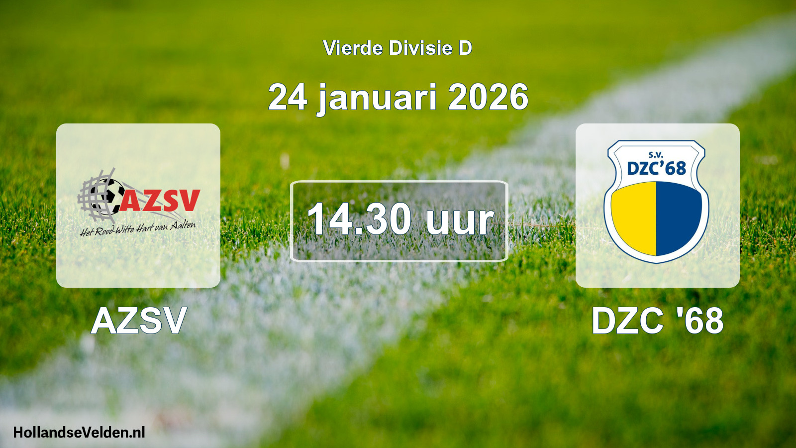 Geplande wedstrijd: AZSV - DZC '68 (24 januari 2026)