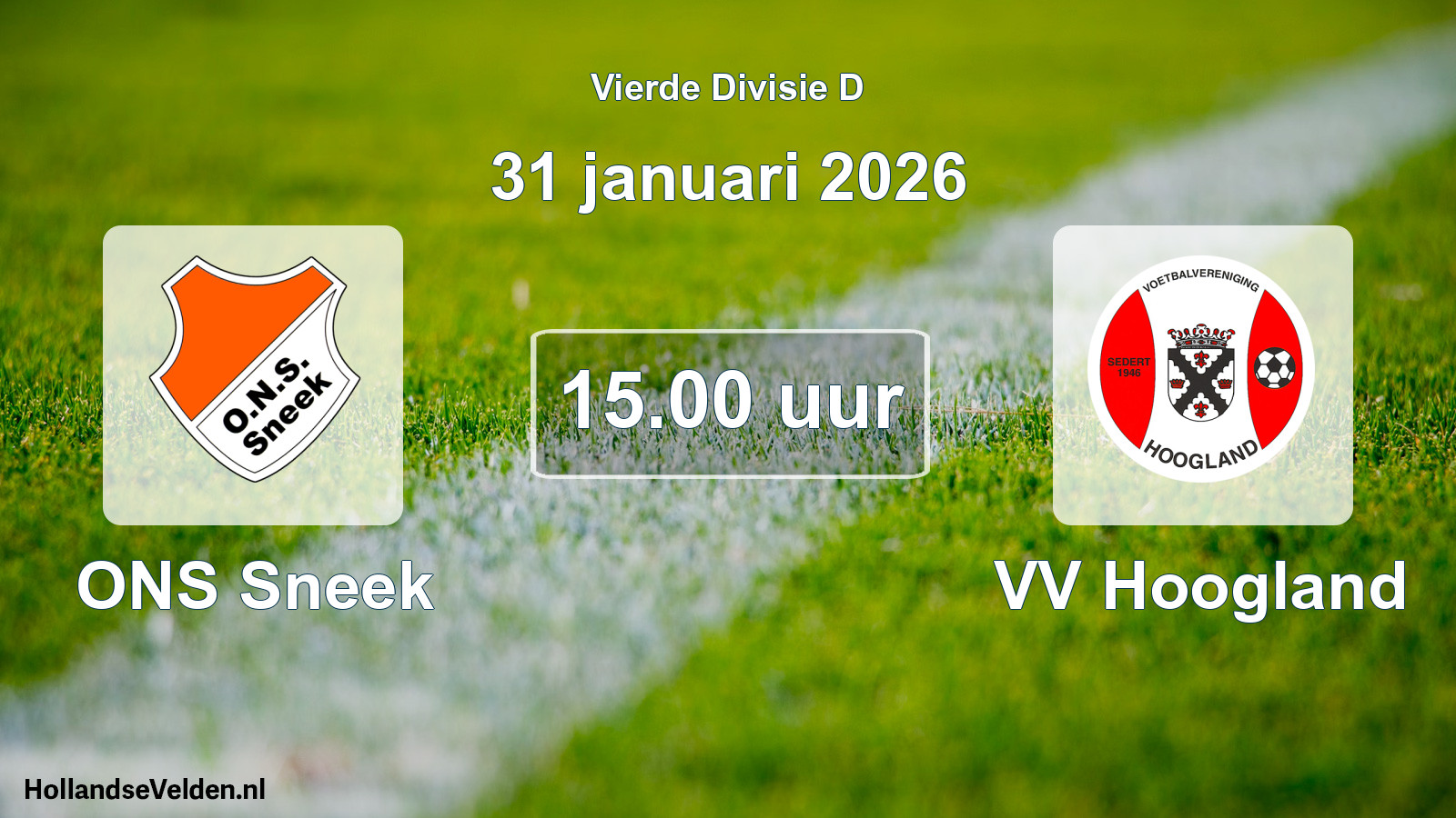 Geplande wedstrijd: ONS Sneek - VV Hoogland (31 januari 2026)