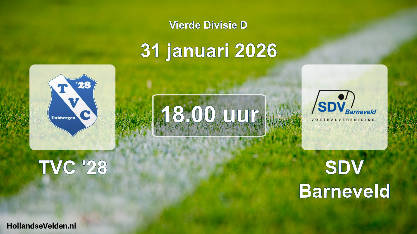 Geplande wedstrijd: TVC '28 - SDV Barneveld (31 januari 2026)