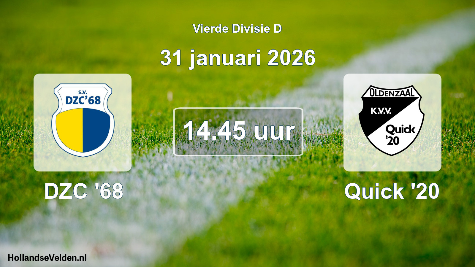 Geplande wedstrijd: DZC '68 - Quick '20 (31 januari 2026)