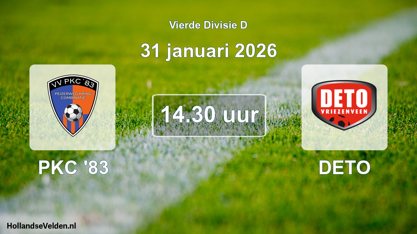 Geplande wedstrijd: PKC '83 - DETO (31 januari 2026)