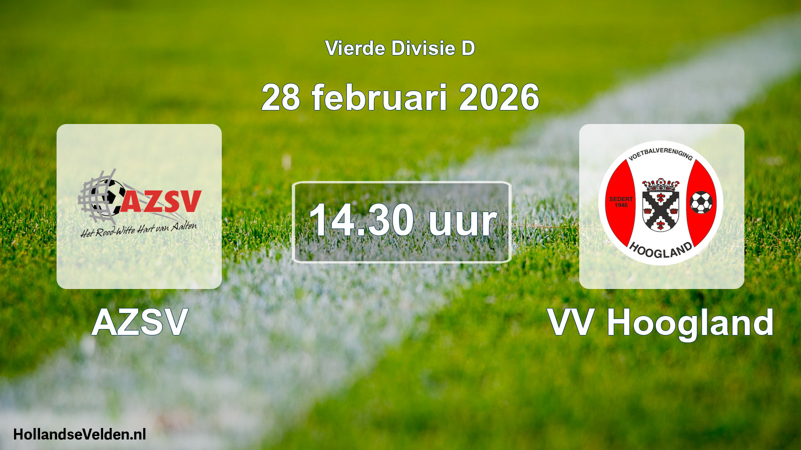 Geplande wedstrijd: AZSV - VV Hoogland (28 februari 2026)