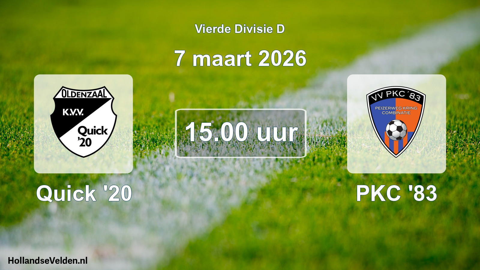 Geplande wedstrijd: Quick '20 - PKC '83 (7 maart 2026)