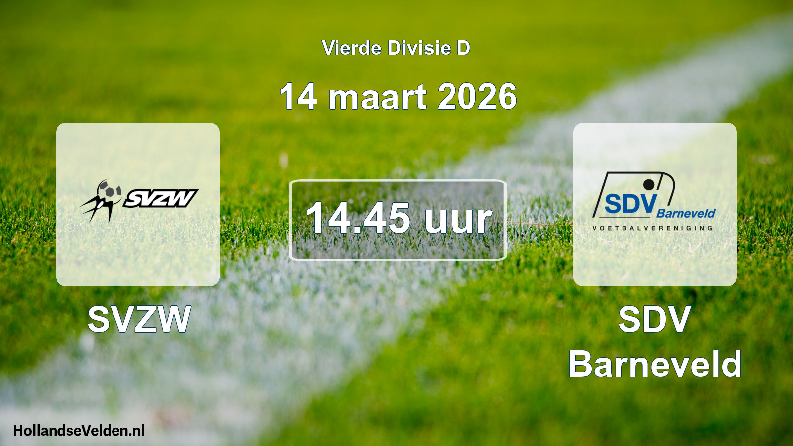 Geplande wedstrijd: SVZW - SDV Barneveld (14 maart 2026)