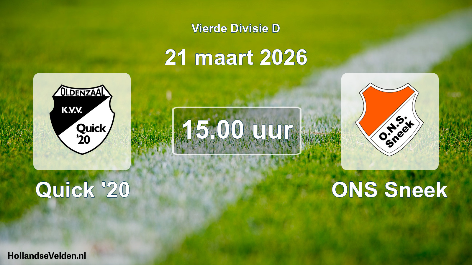 Geplande wedstrijd: Quick '20 - ONS Sneek (21 maart 2026)