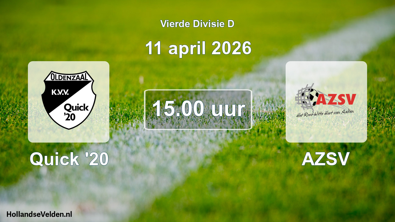 Geplande wedstrijd: Quick '20 - AZSV (11 april 2026)