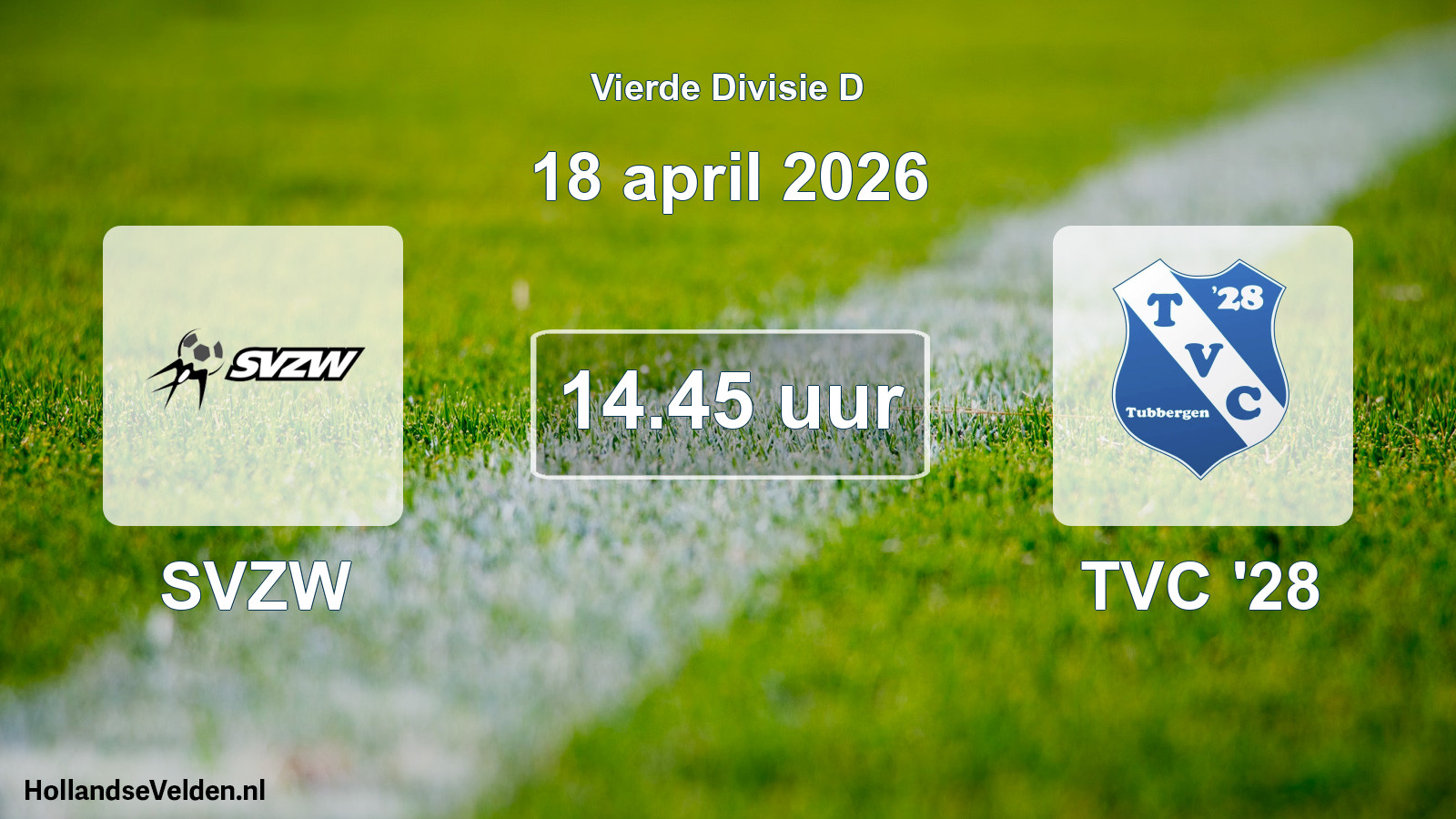 Geplande wedstrijd: SVZW - TVC '28 (18 april 2026)