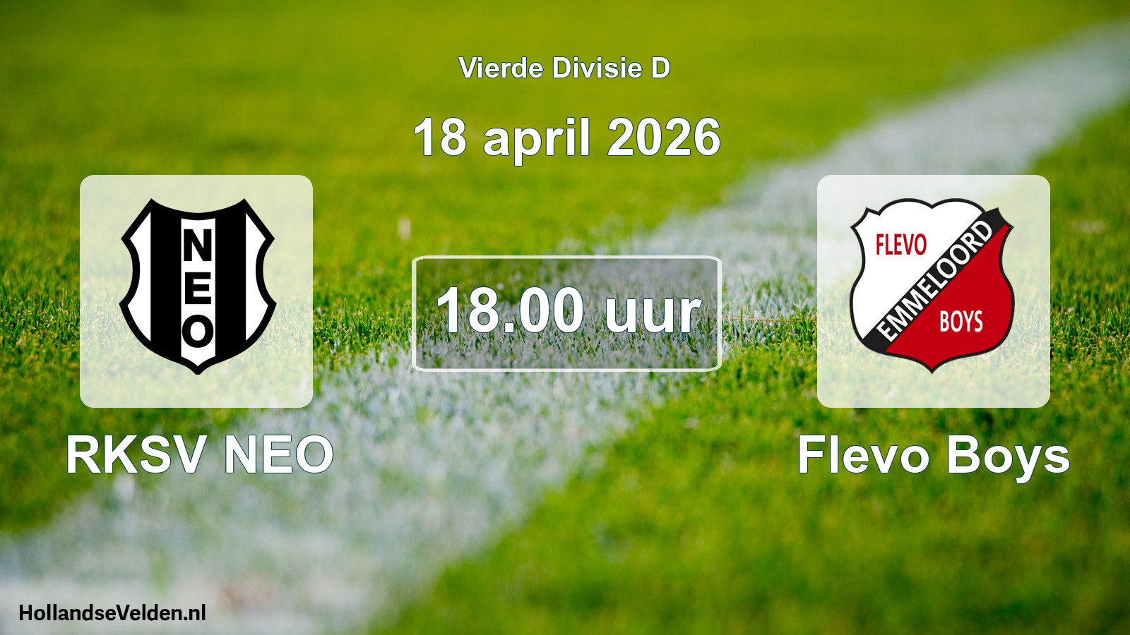 Geplande wedstrijd: RKSV NEO - Flevo Boys (18 april 2026)