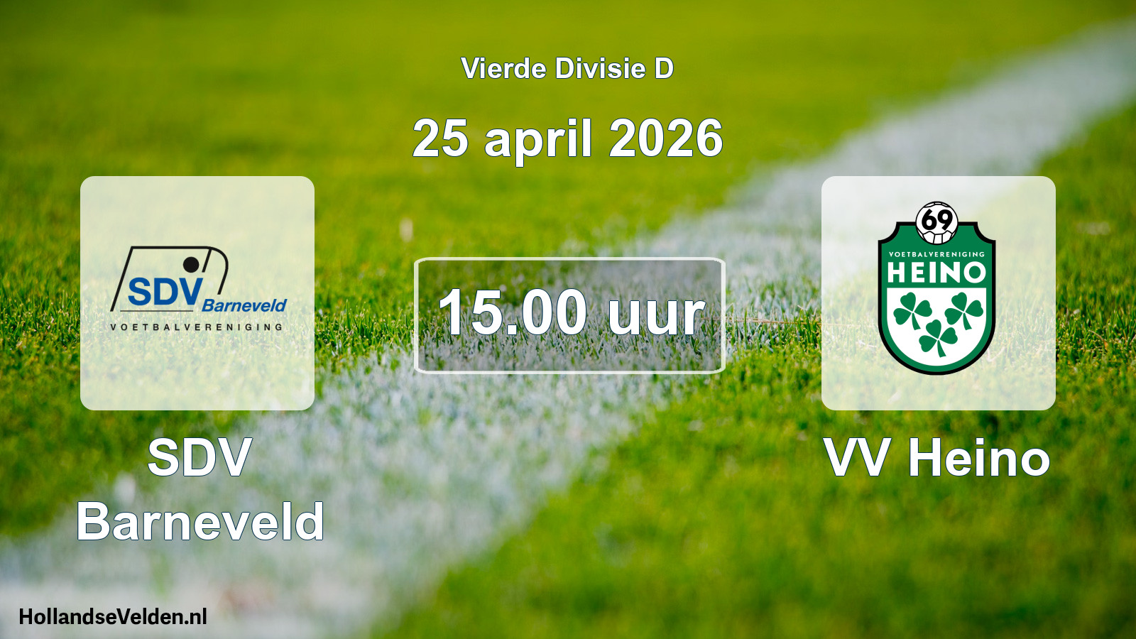 Geplande wedstrijd: SDV Barneveld - VV Heino (25 april 2026)