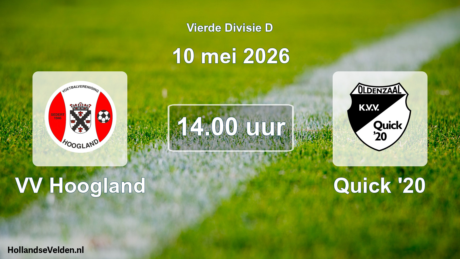 Geplande wedstrijd: VV Hoogland - Quick '20 (10 mei 2026)