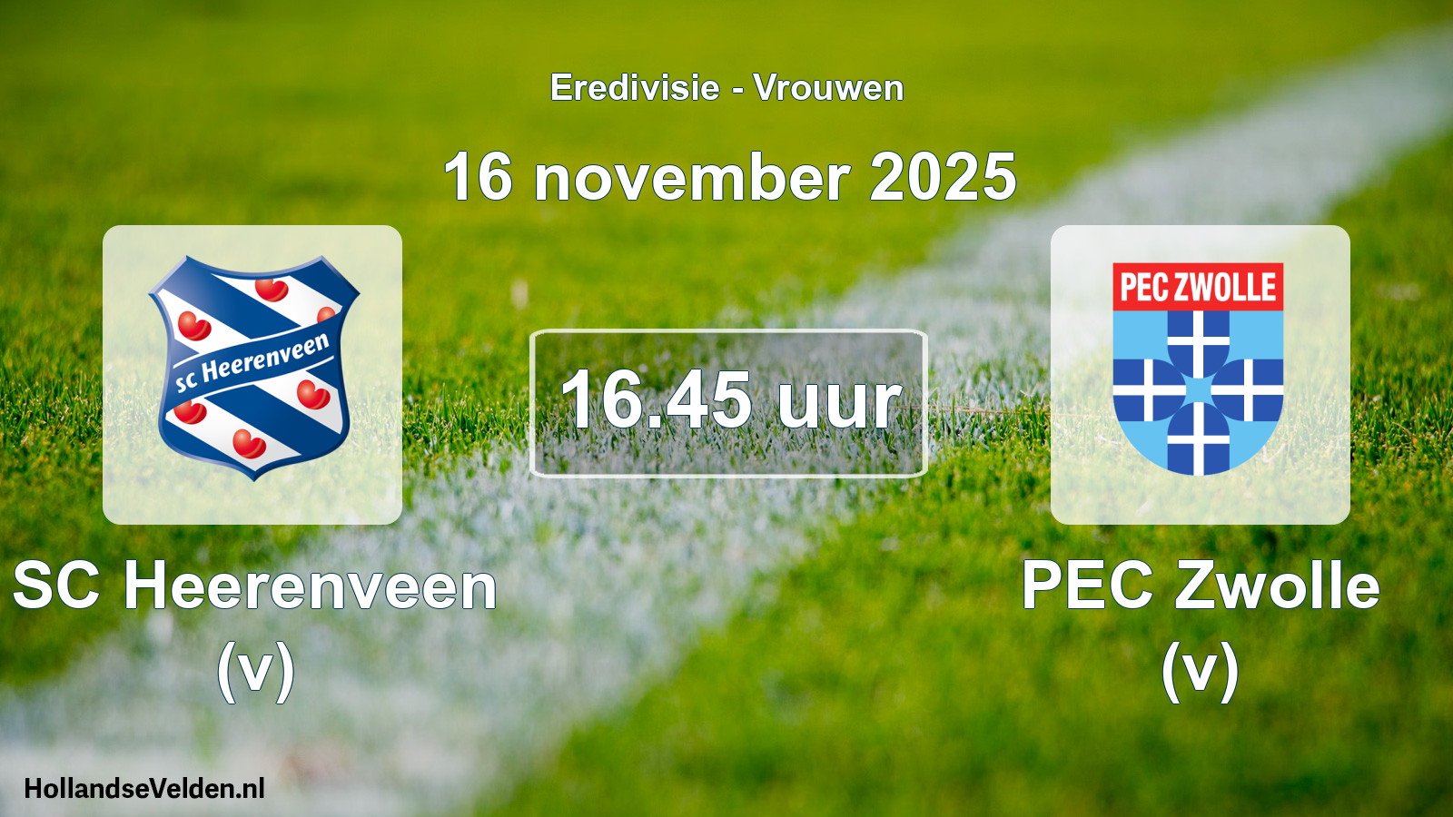 Geplande wedstrijd: SC Heerenveen (v) - PEC Zwolle (v) (16 november 2025)