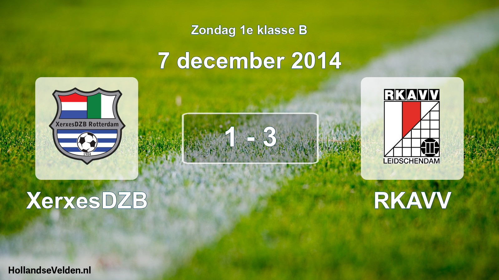 Gespeelde wedstrijd: XerxesDZB - RKAVV 1 - 3 (7 december 2014)