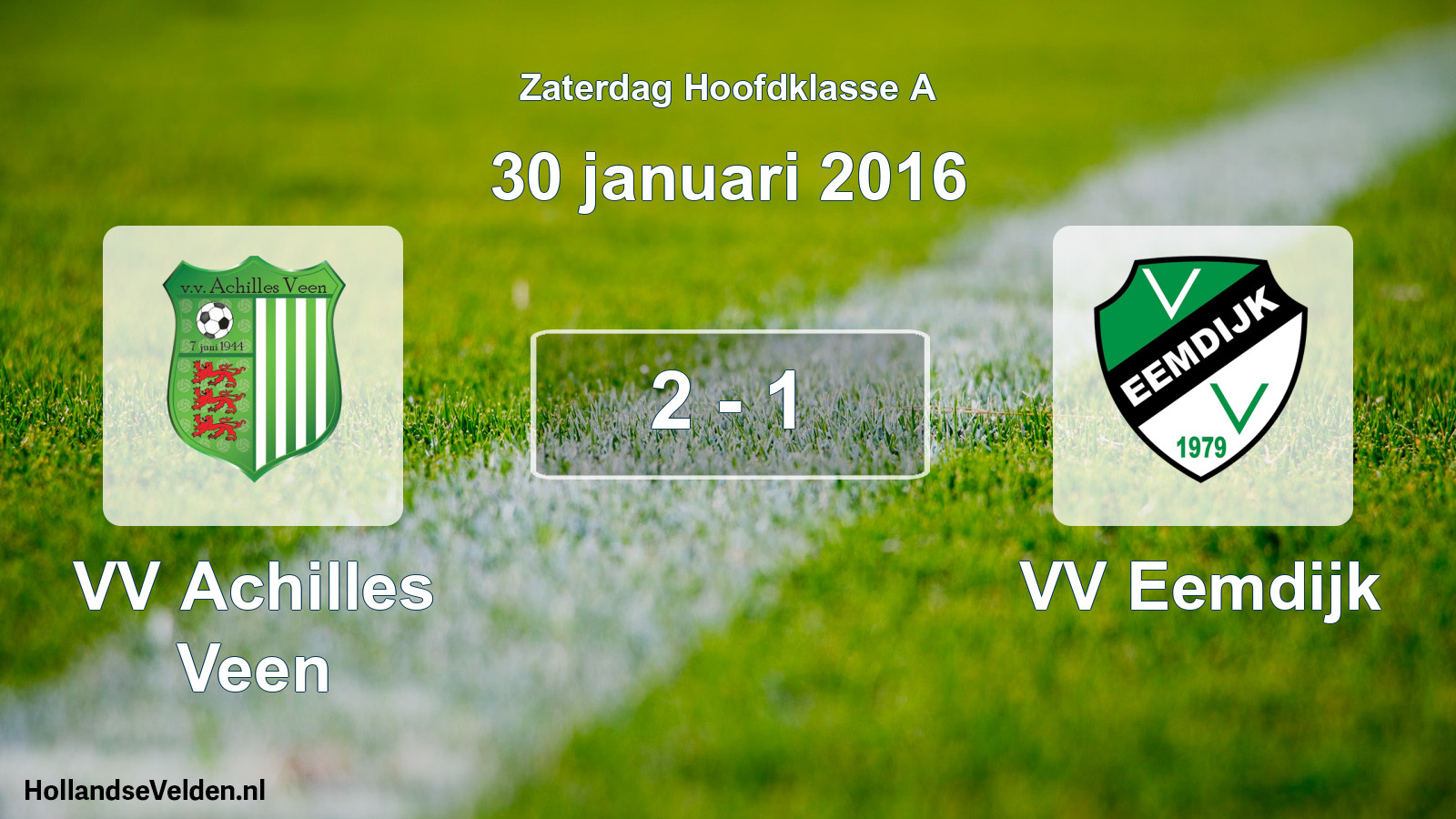 Gespeelde wedstrijd: VV Achilles Veen - VV Eemdijk 2 - 1 (30 januari 2016)