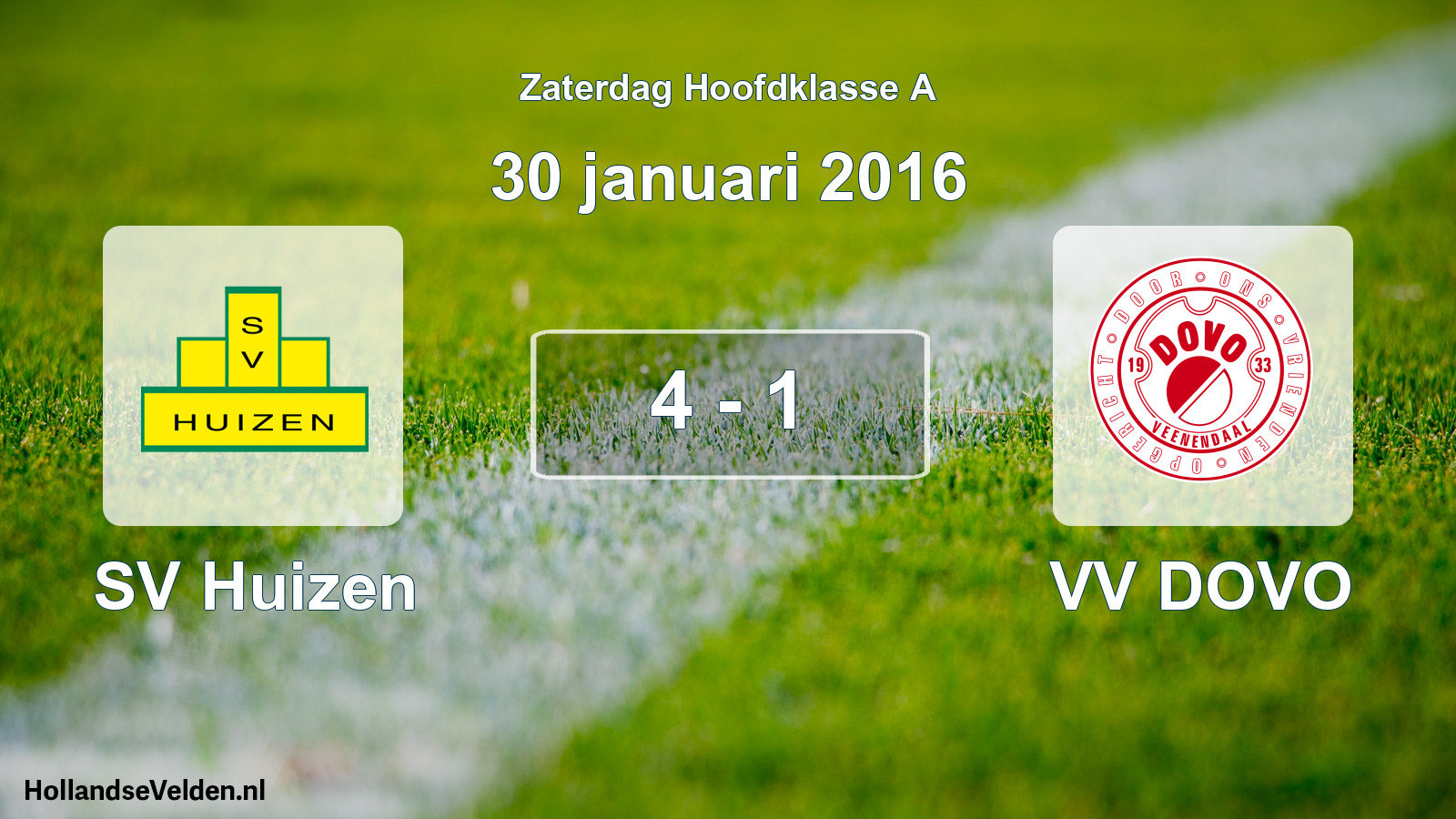 Gespeelde wedstrijd: SV Huizen - VV DOVO 4 - 1 (30 januari 2016)