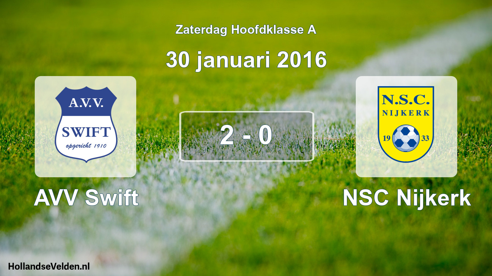 Gespeelde wedstrijd: AVV Swift - NSC Nijkerk 2 - 0 (30 januari 2016)