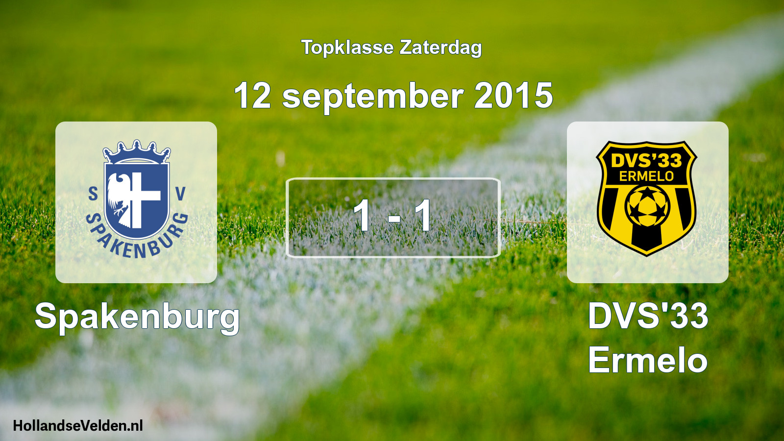 Gespeelde wedstrijd: Spakenburg - DVS'33 Ermelo 1 - 1 (12 september 2015)