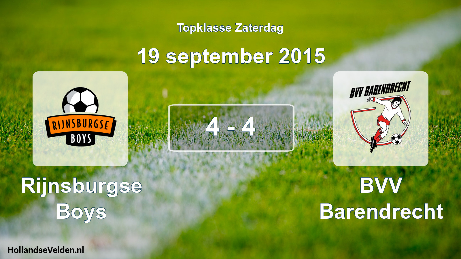 Gespeelde wedstrijd: Rijnsburgse Boys - BVV Barendrecht 4 - 4 (19 september 2015)