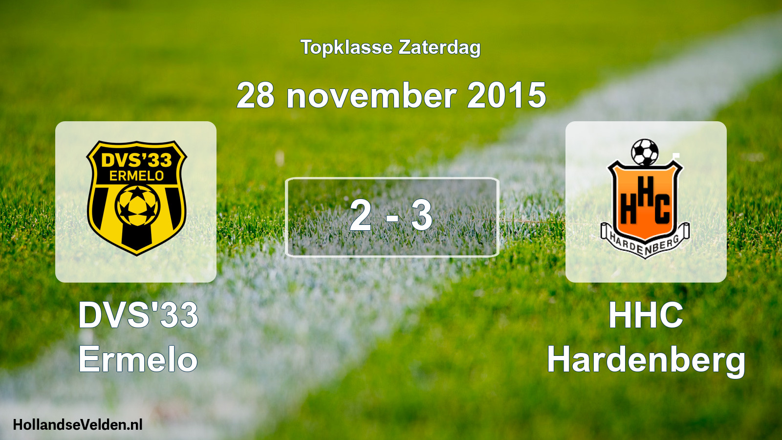 Gespeelde wedstrijd: DVS'33 Ermelo - HHC Hardenberg 2 - 3 (28 november 2015)