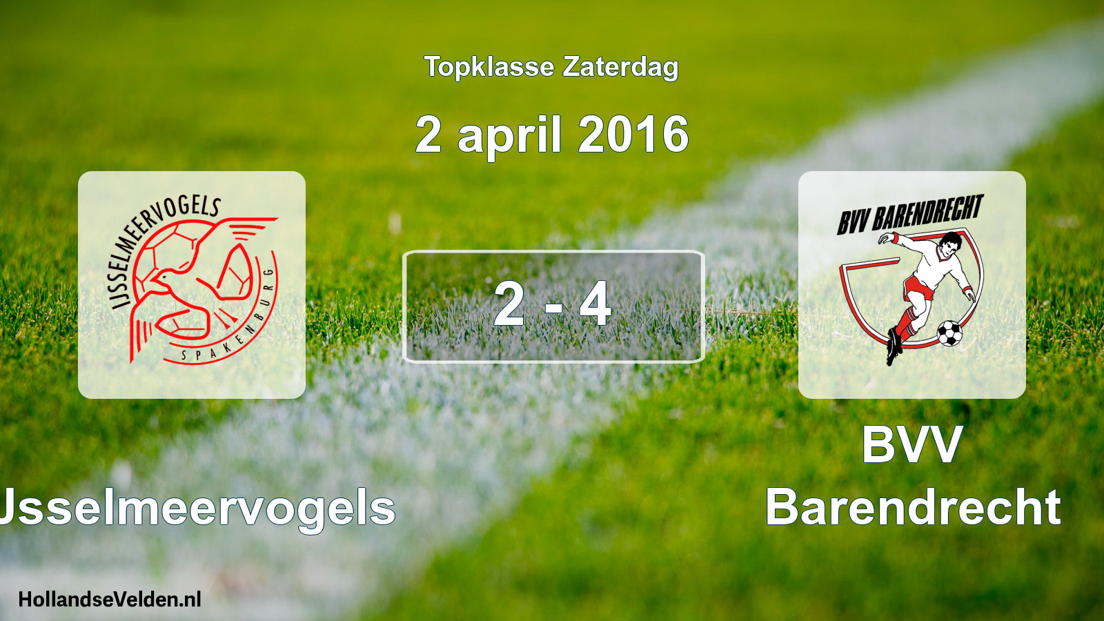 Gespeelde wedstrijd: IJsselmeervogels - BVV Barendrecht 2 - 4 (2 april 2016)