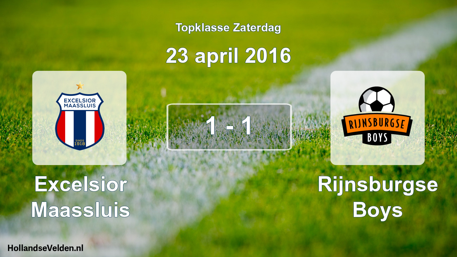 Gespeelde wedstrijd: Excelsior Maassluis - Rijnsburgse Boys 1 - 1 (23 april 2016)