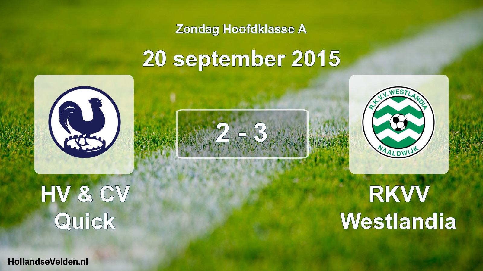Gespeelde wedstrijd: HV & CV Quick - RKVV Westlandia 2 - 3 (20 september 2015)