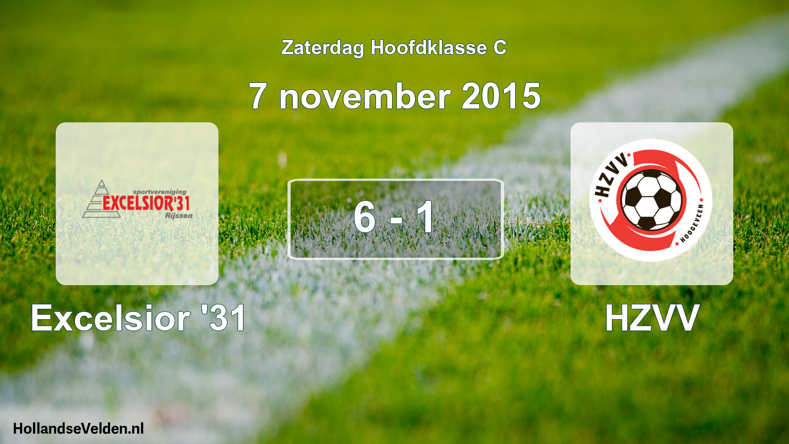 Gespeelde wedstrijd: Excelsior '31 - HZVV 6 - 1 (7 november 2015)