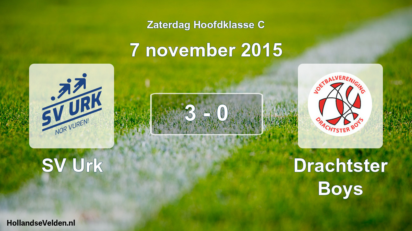 Gespeelde wedstrijd: SV Urk - Drachtster Boys 3 - 0 (7 november 2015)