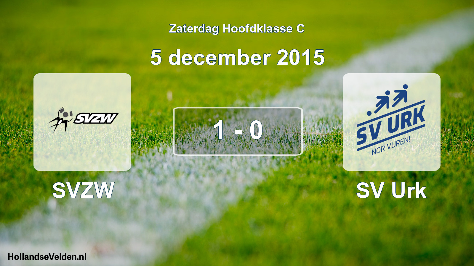 Gespeelde wedstrijd: SVZW - SV Urk 1 - 0 (5 december 2015)