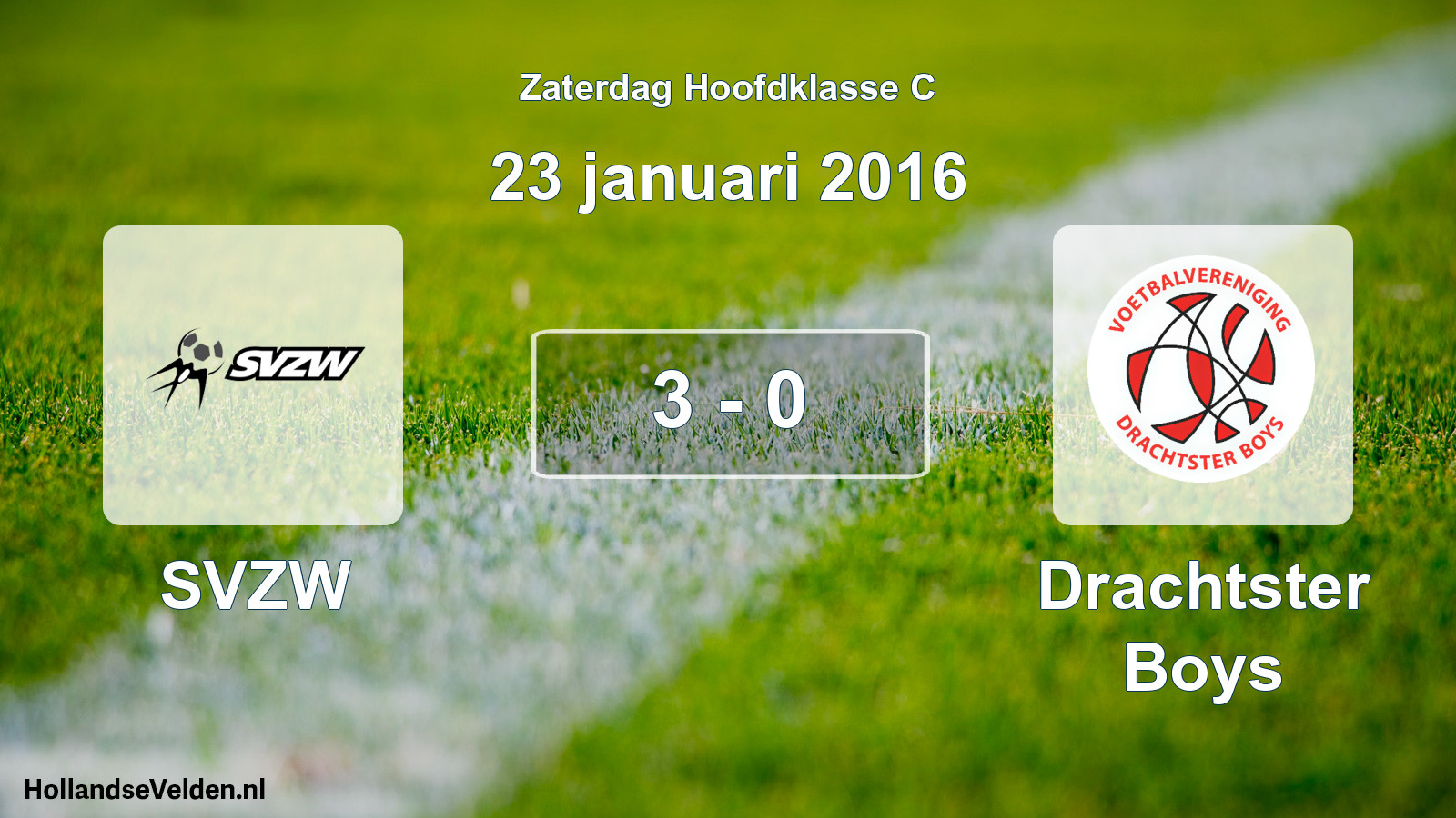 Gespeelde wedstrijd: SVZW - Drachtster Boys 3 - 0 (23 januari 2016)