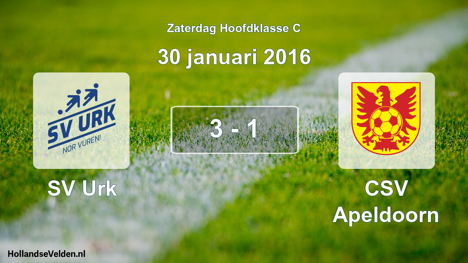 Gespeelde wedstrijd: SV Urk - CSV Apeldoorn 3 - 1 (30 januari 2016)