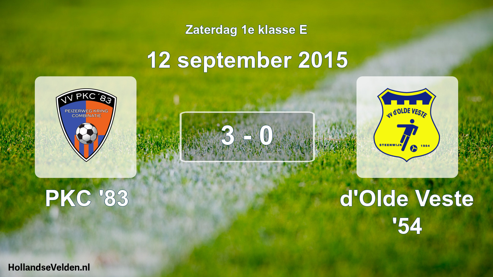Gespeelde wedstrijd: PKC '83 - d'Olde Veste '54 3 - 0 (12 september 2015)