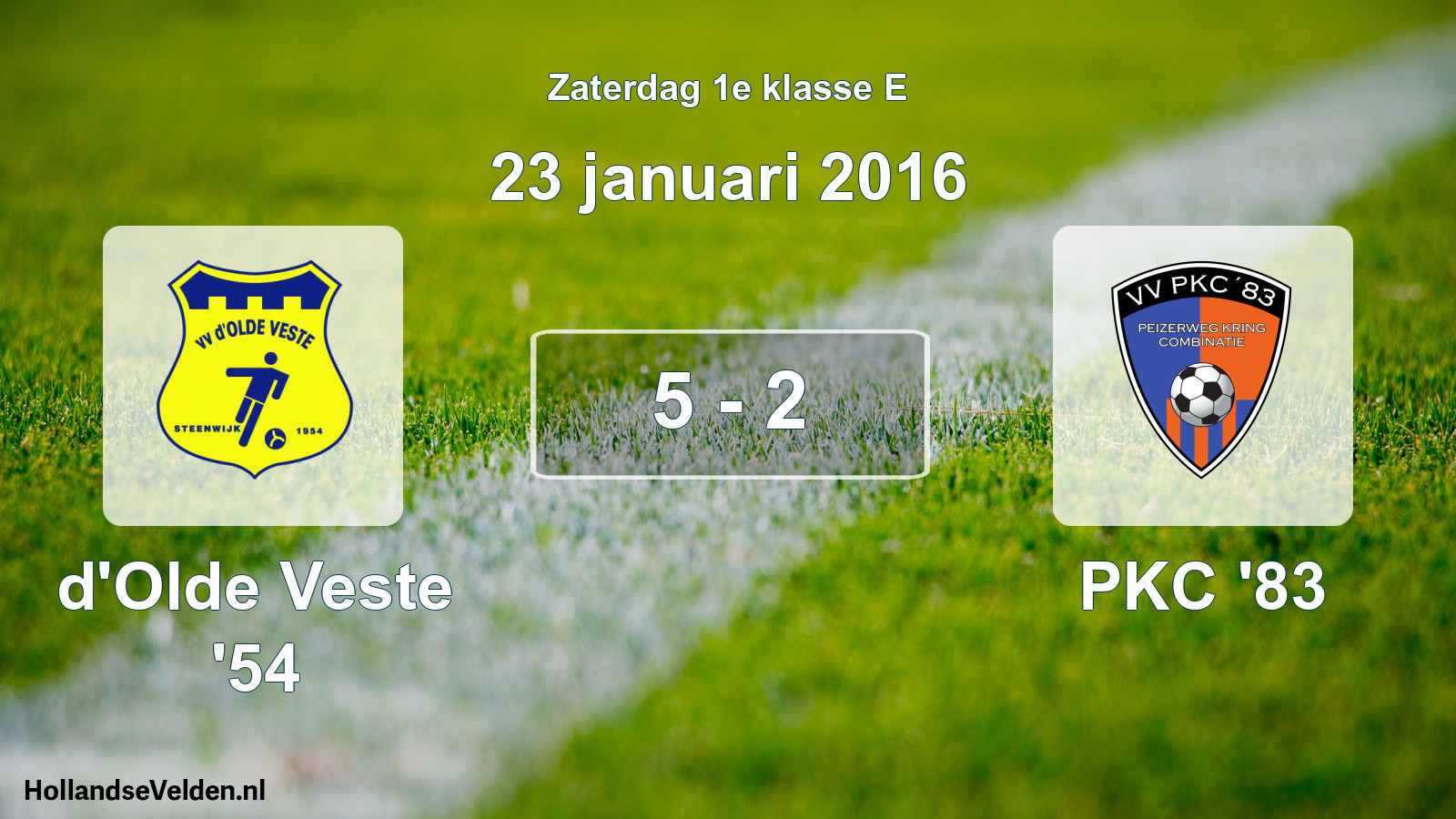 Gespeelde wedstrijd: d'Olde Veste '54 - PKC '83 5 - 2 (23 januari 2016)