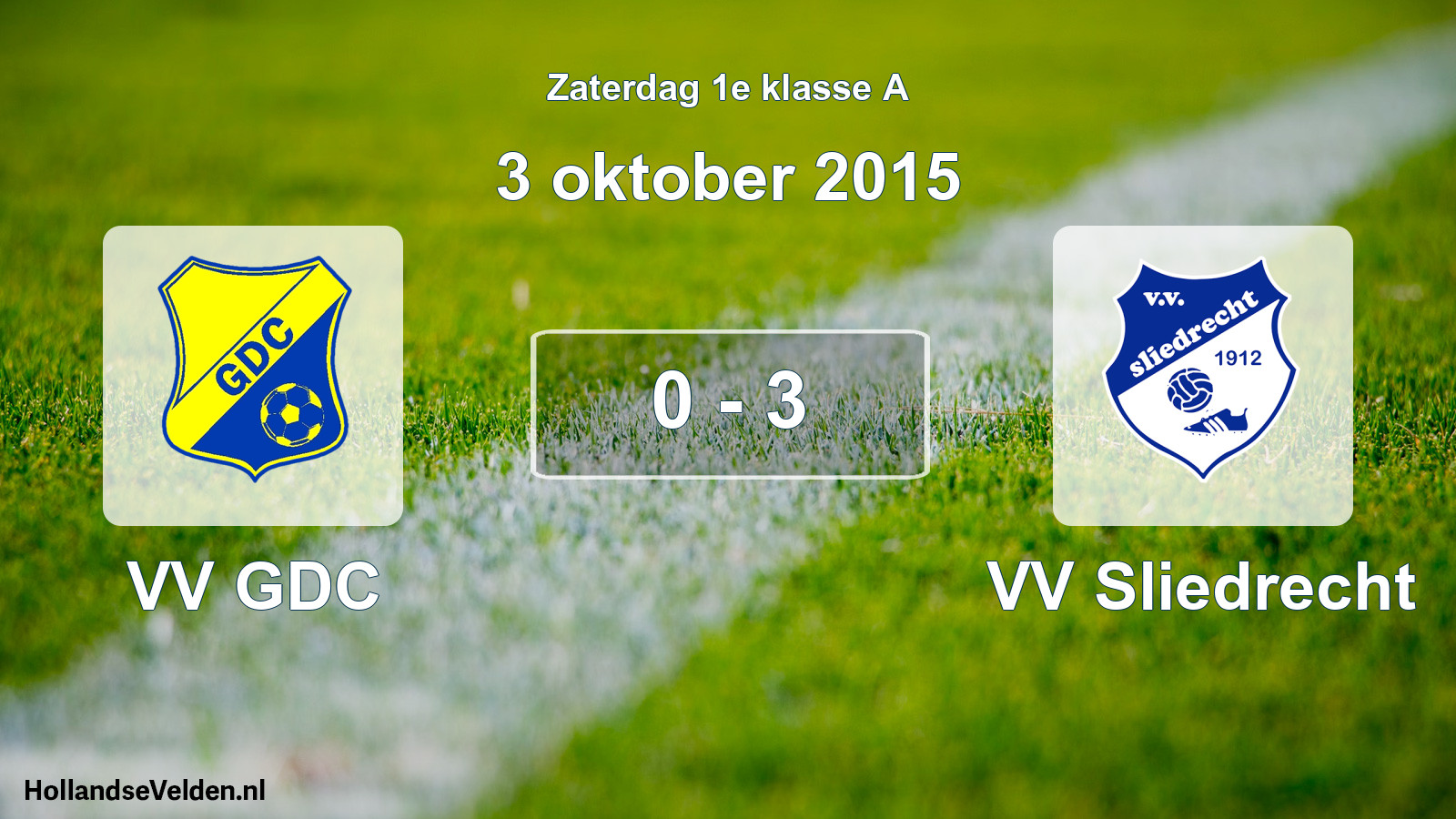 Gespeelde wedstrijd: VV GDC - VV Sliedrecht 0 - 3 (3 oktober 2015)