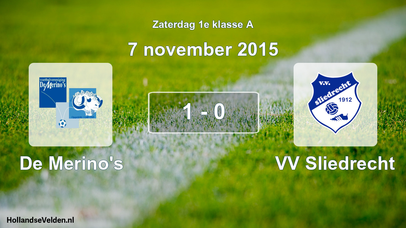 Gespeelde wedstrijd: De Merino's - VV Sliedrecht 1 - 0 (7 november 2015)