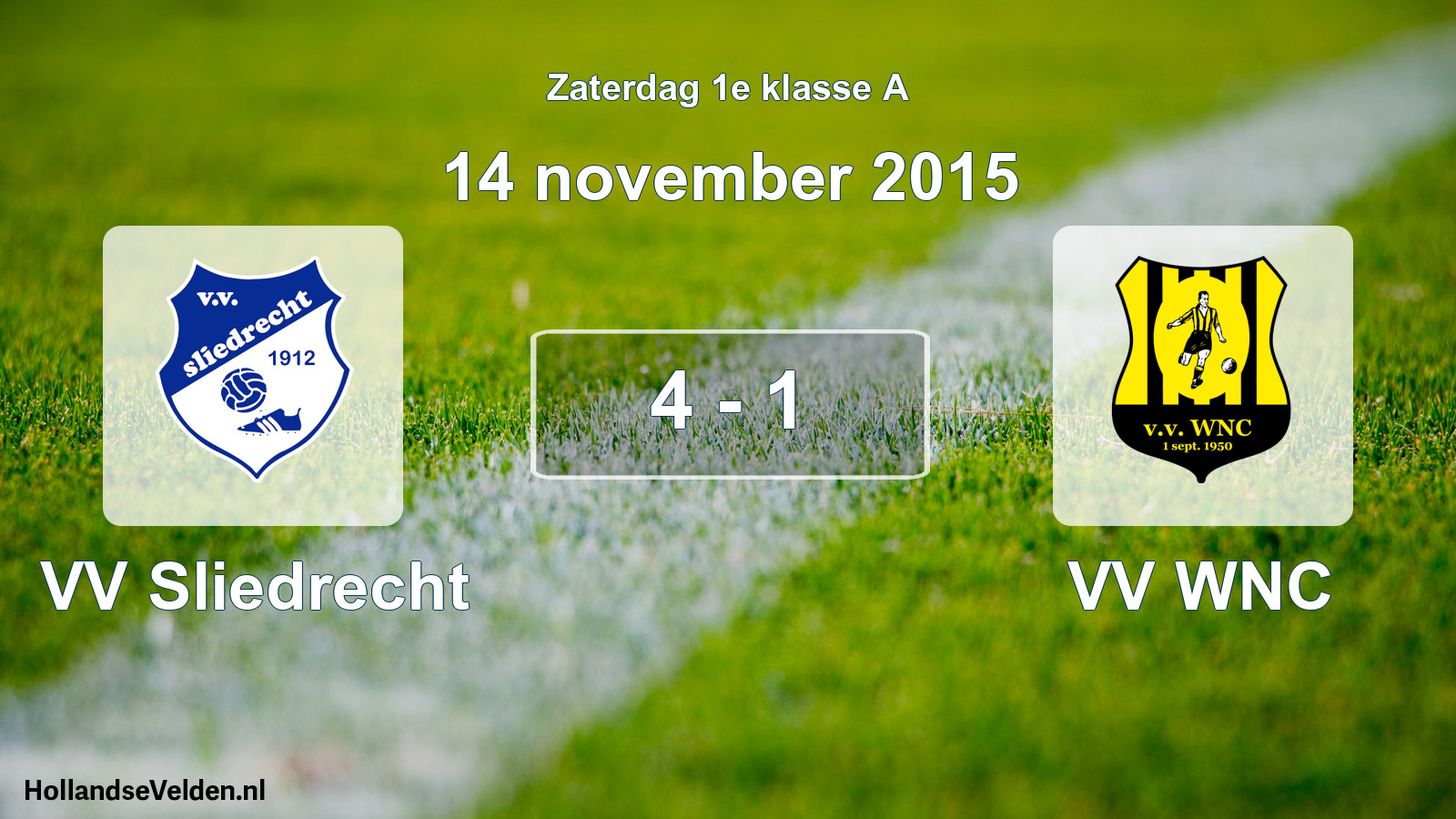 Gespeelde wedstrijd: VV Sliedrecht - VV WNC 4 - 1 (14 november 2015)